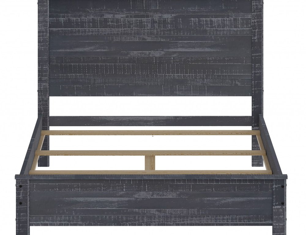 Grey solid wood full double bed frame