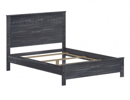 Grey solid wood bed frame for a full/double bed.