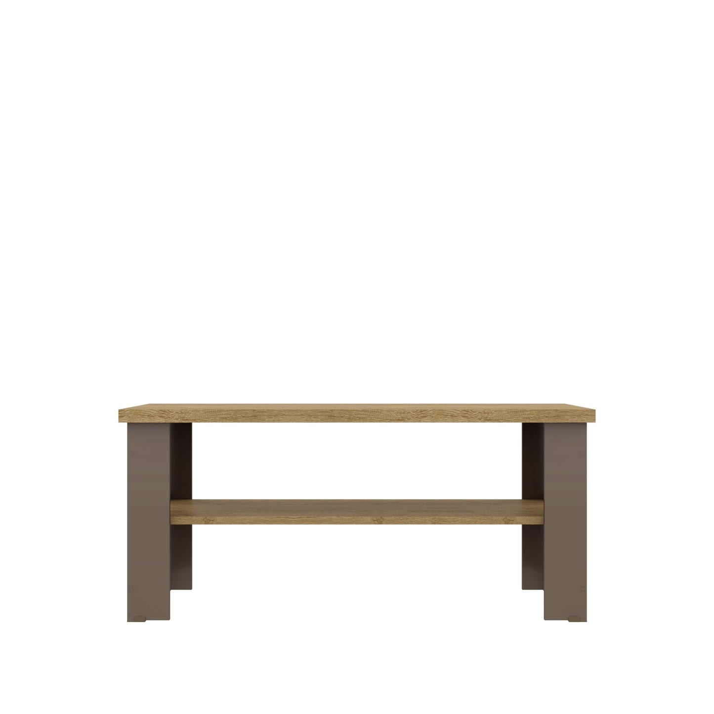 35" Natural And Brown Coffee Table With Shelf