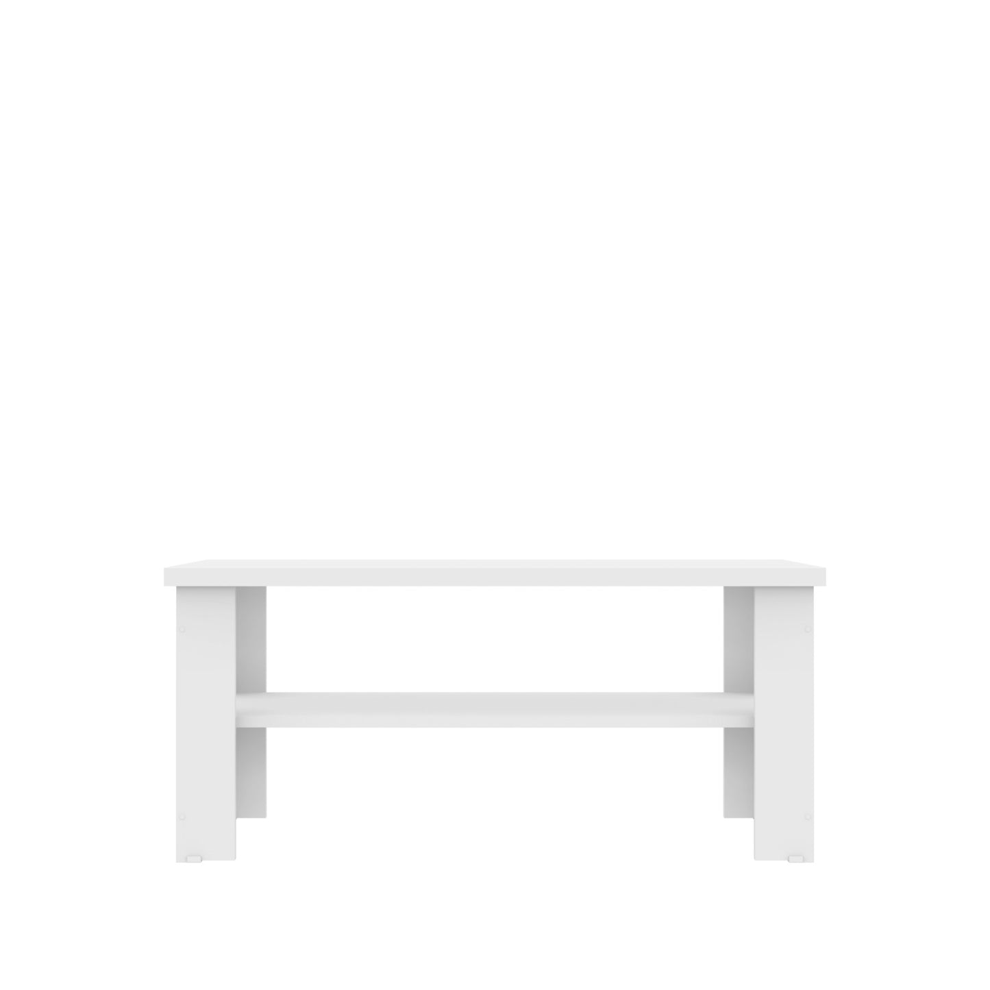 35" White Coffee Table With Shelf