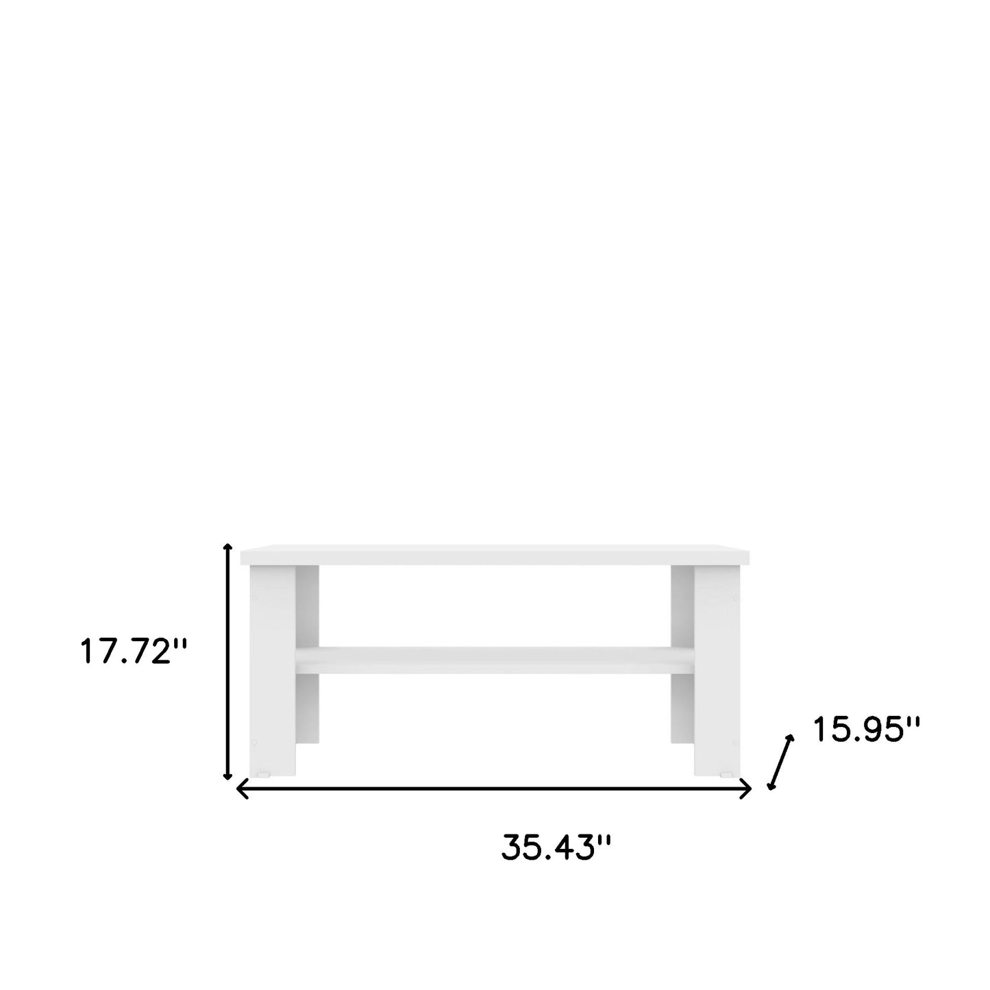 35" White Coffee Table With Shelf