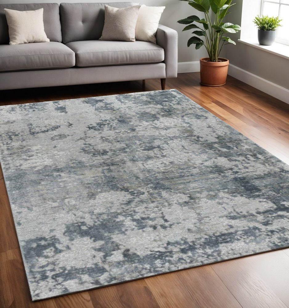 5' X 8' Blue Abstract Power Loom Area Rug