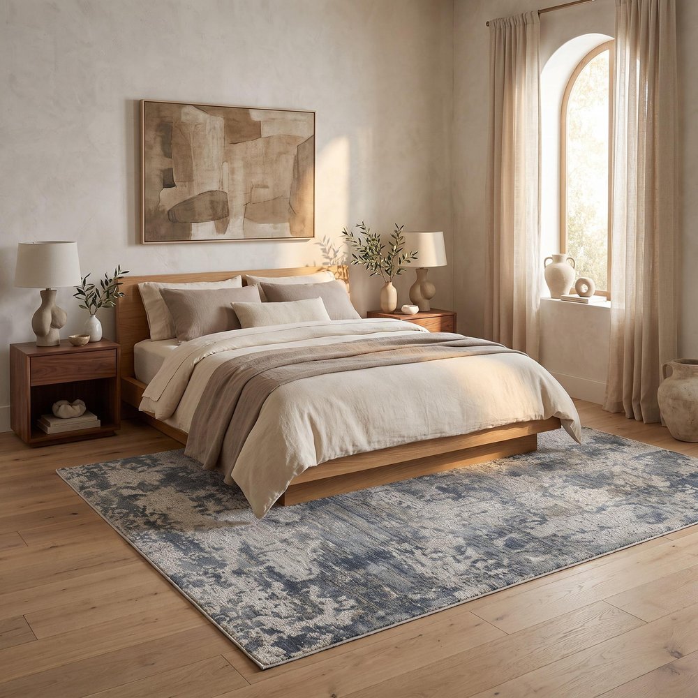 5' X 8' Blue Abstract Power Loom Area Rug