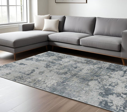 8' X 10' Blue Abstract Power Loom Area Rug