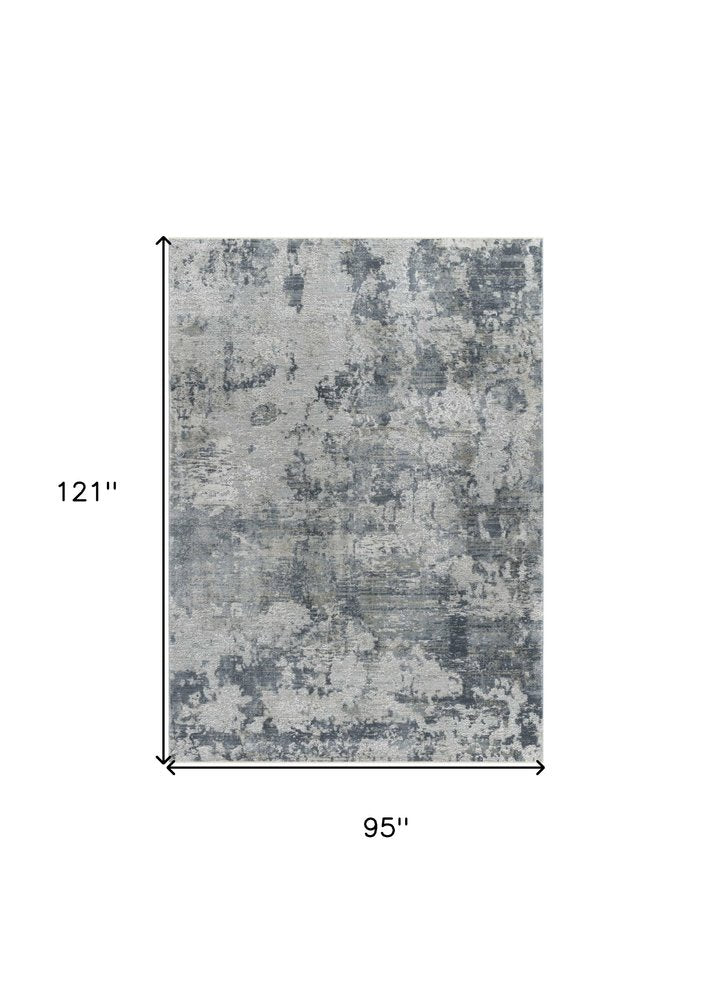 8' X 10' Blue Abstract Power Loom Area Rug