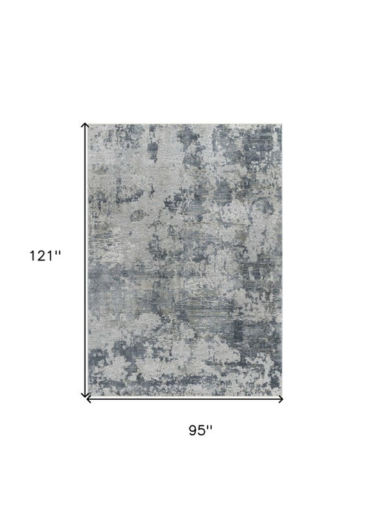 8' X 10' Blue Abstract Power Loom Area Rug