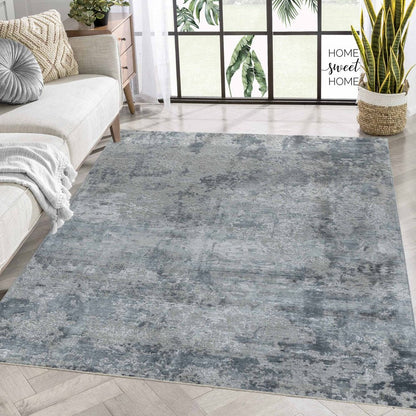 8' X 10' Blue Abstract Power Loom Area Rug