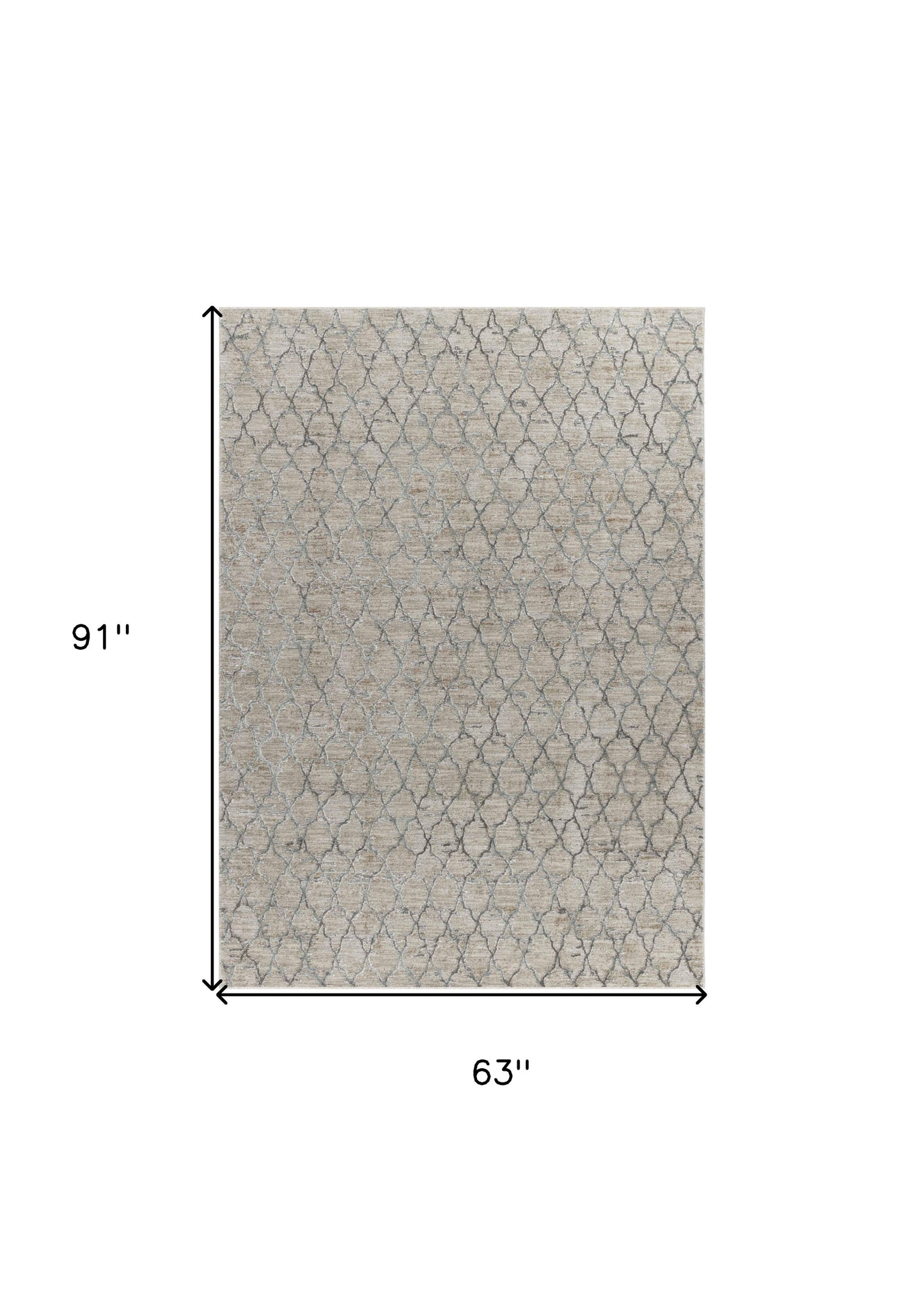 5' X 8' Beige Moroccan Stain Resistant Area Rug