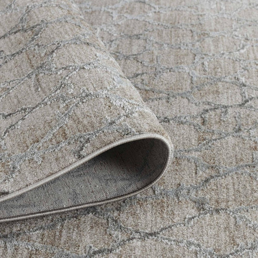 8' X 10' Beige Moroccan Stain Resistant Area Rug