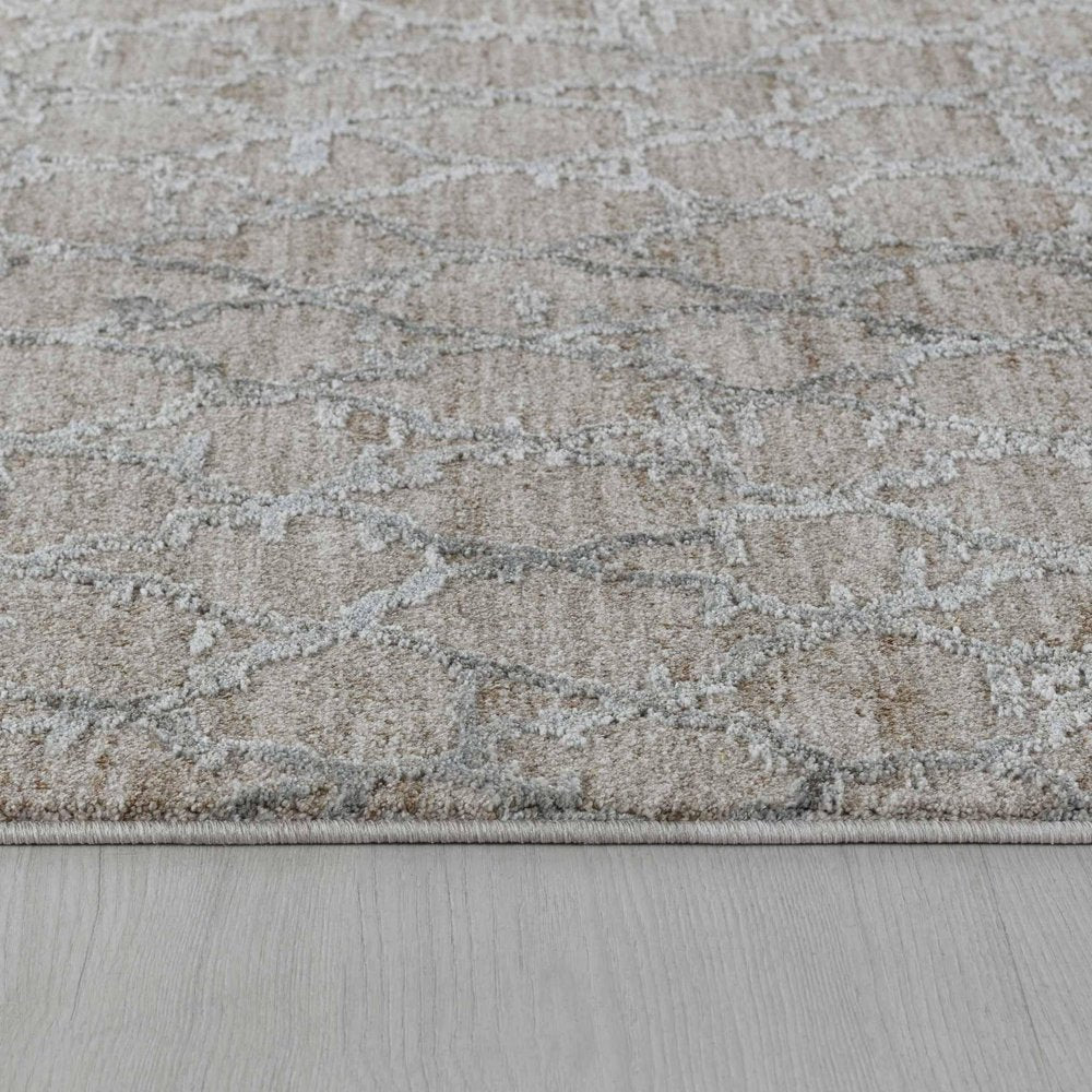 9' X 12' Beige Moroccan Stain Resistant Area Rug