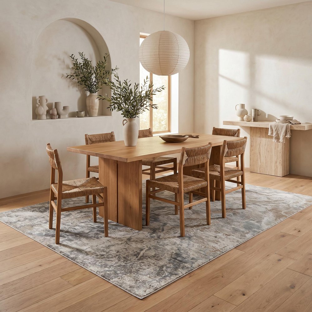 5' X 7' Beige Abstract Power Loom Area Rug