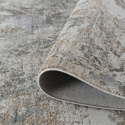5' X 7' Beige Abstract Power Loom Area Rug