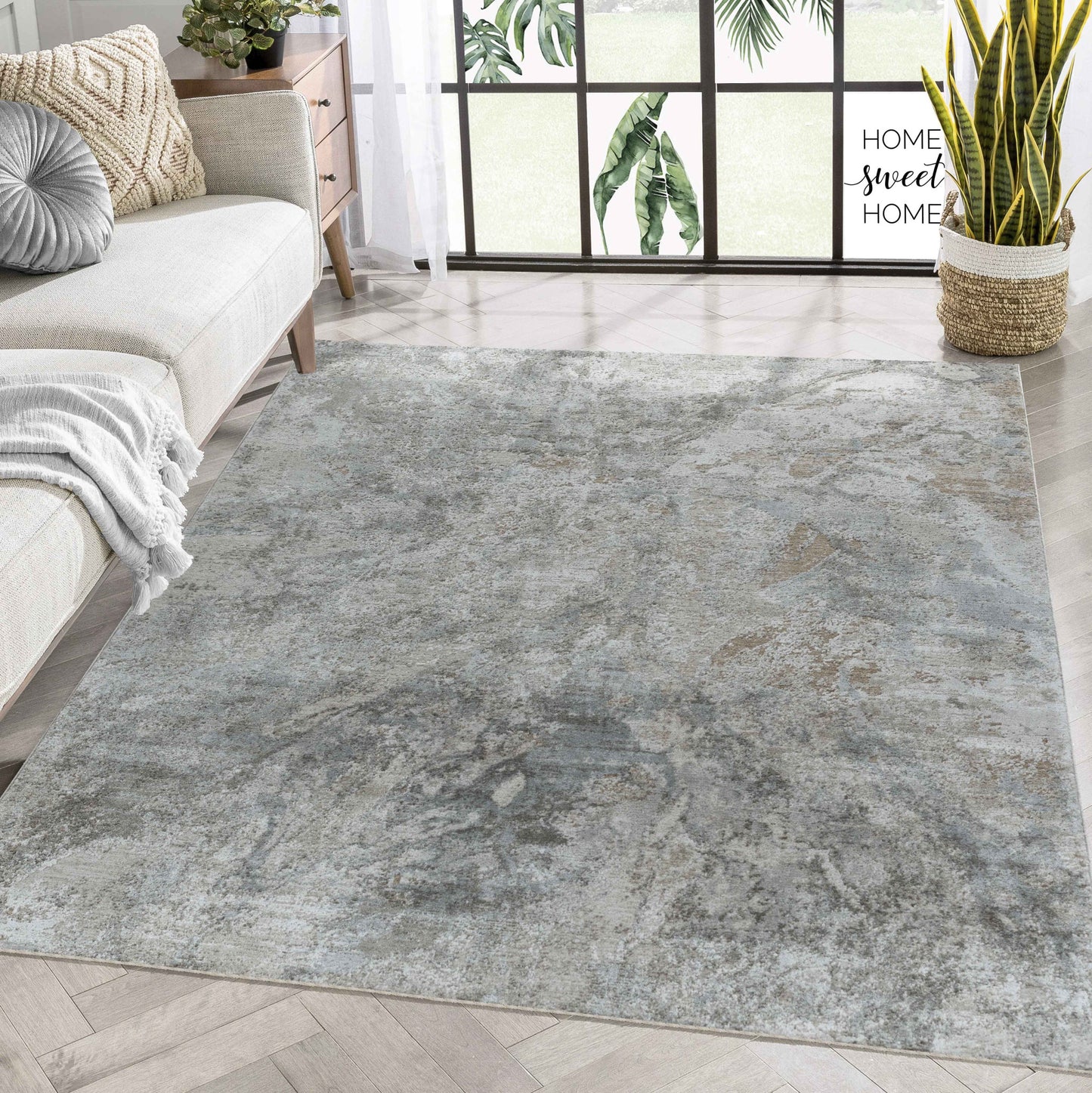 5' X 7' Beige Abstract Power Loom Area Rug