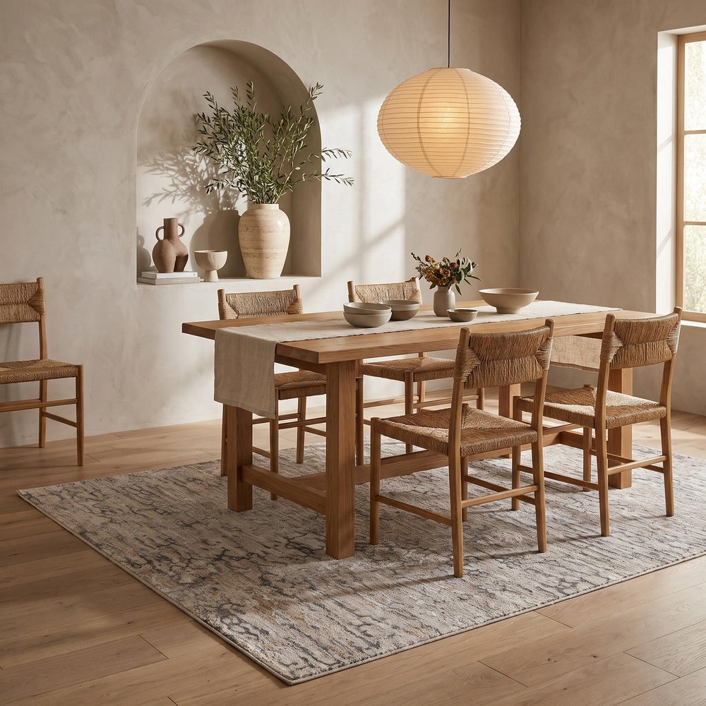 5' X 8' Beige Abstract Stain Resistant Area Rug