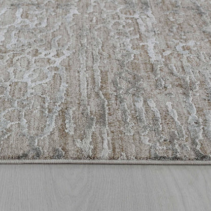 5' X 8' Beige Abstract Stain Resistant Area Rug