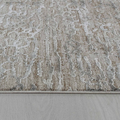 5' X 8' Beige Abstract Stain Resistant Area Rug