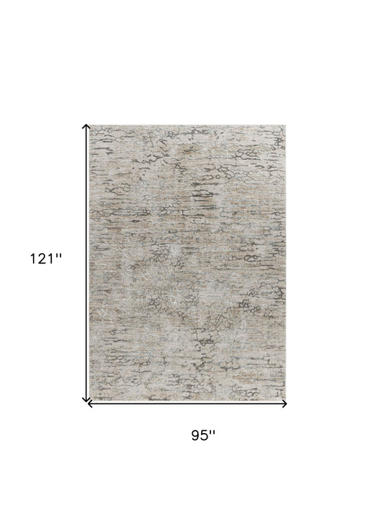 8' X 10' Beige Abstract Stain Resistant Area Rug