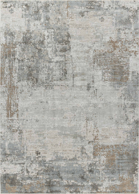 5' X 8' Beige Abstract Power Loom Stain Resistant Area Rug