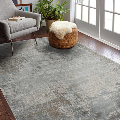 8' X 10' Beige And Gray Abstract Area Rug