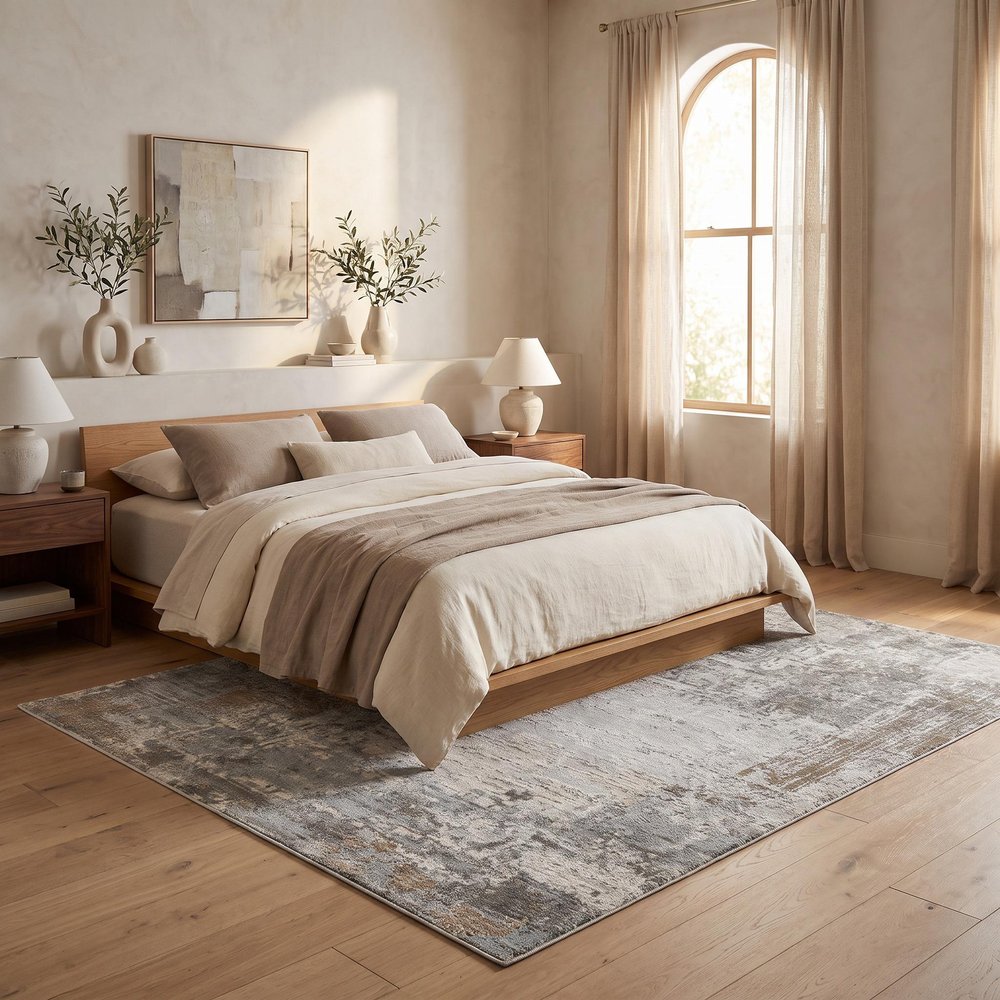 8' X 10' Beige And Gray Abstract Area Rug