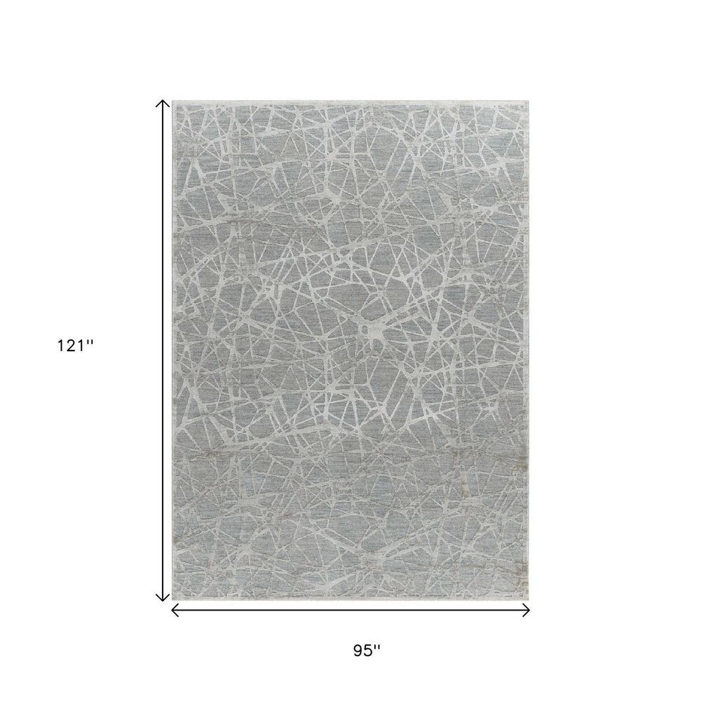 8' X 10' Turquoise Abstract Power Loom Stain Resistant Area Rug
