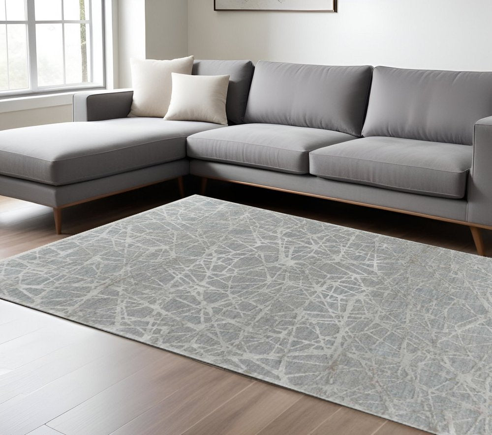 9' X 12' Turquoise Abstract Power Loom Stain Resistant Area Rug