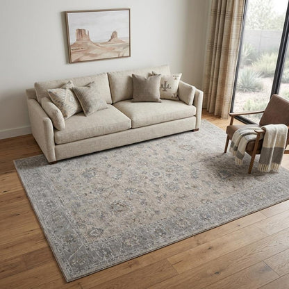 5' X 8' Cream Southwestern Power Loom Stain Resistant Area Rug