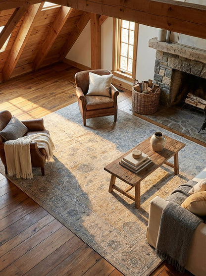 5' X 8' Gold Southwestern Power Loom Stain Resistant Area Rug