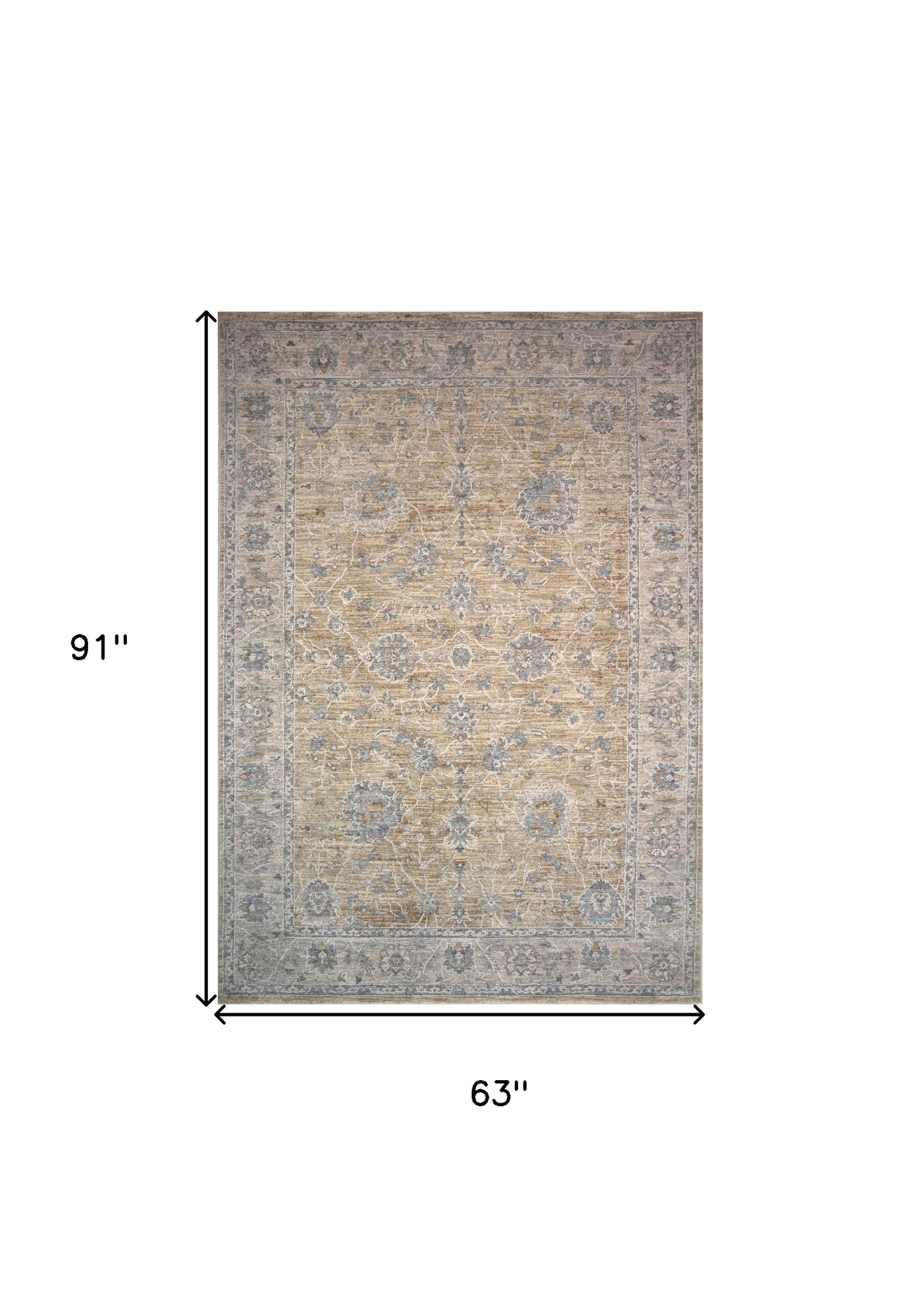 5' X 8' Gold Southwestern Power Loom Stain Resistant Area Rug