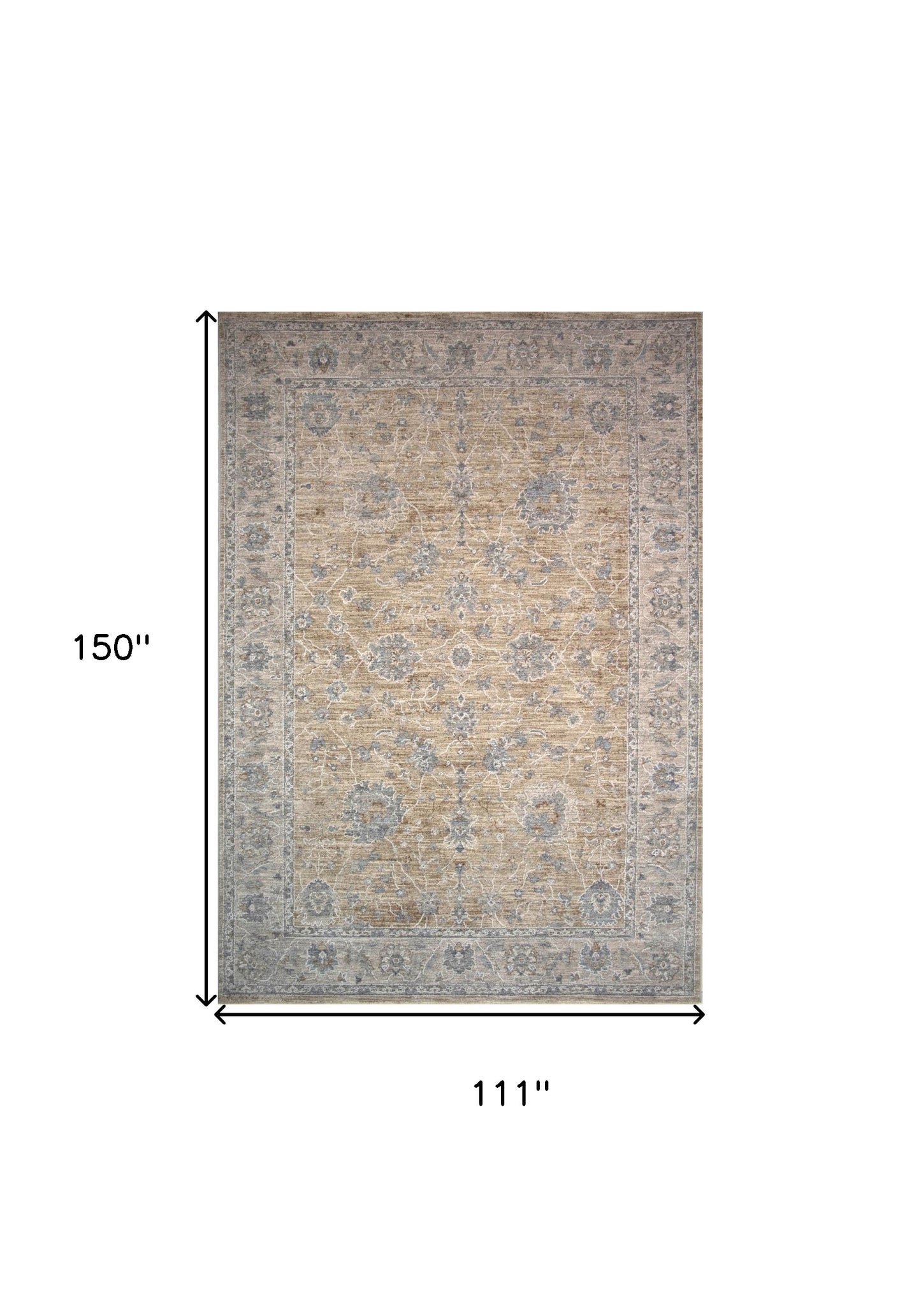 9' X 12' Gold Southwestern Power Loom Stain Resistant Area Rug
