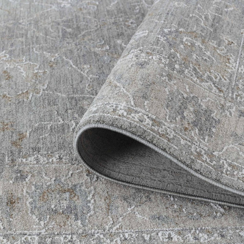 8' X 10'  Blue Gray Southwestern Floral Stain Resistant Area Rug