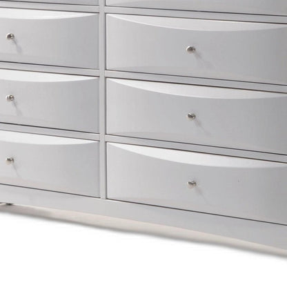 59" White Solid and Manufactured Wood Eight Drawer Double Dresser