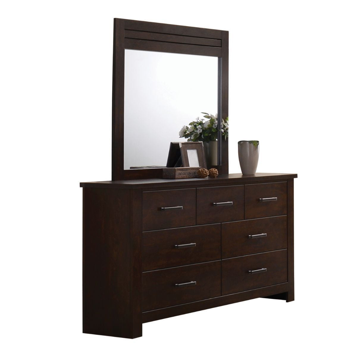 55" Mahogany Seven Drawer Double Dresser