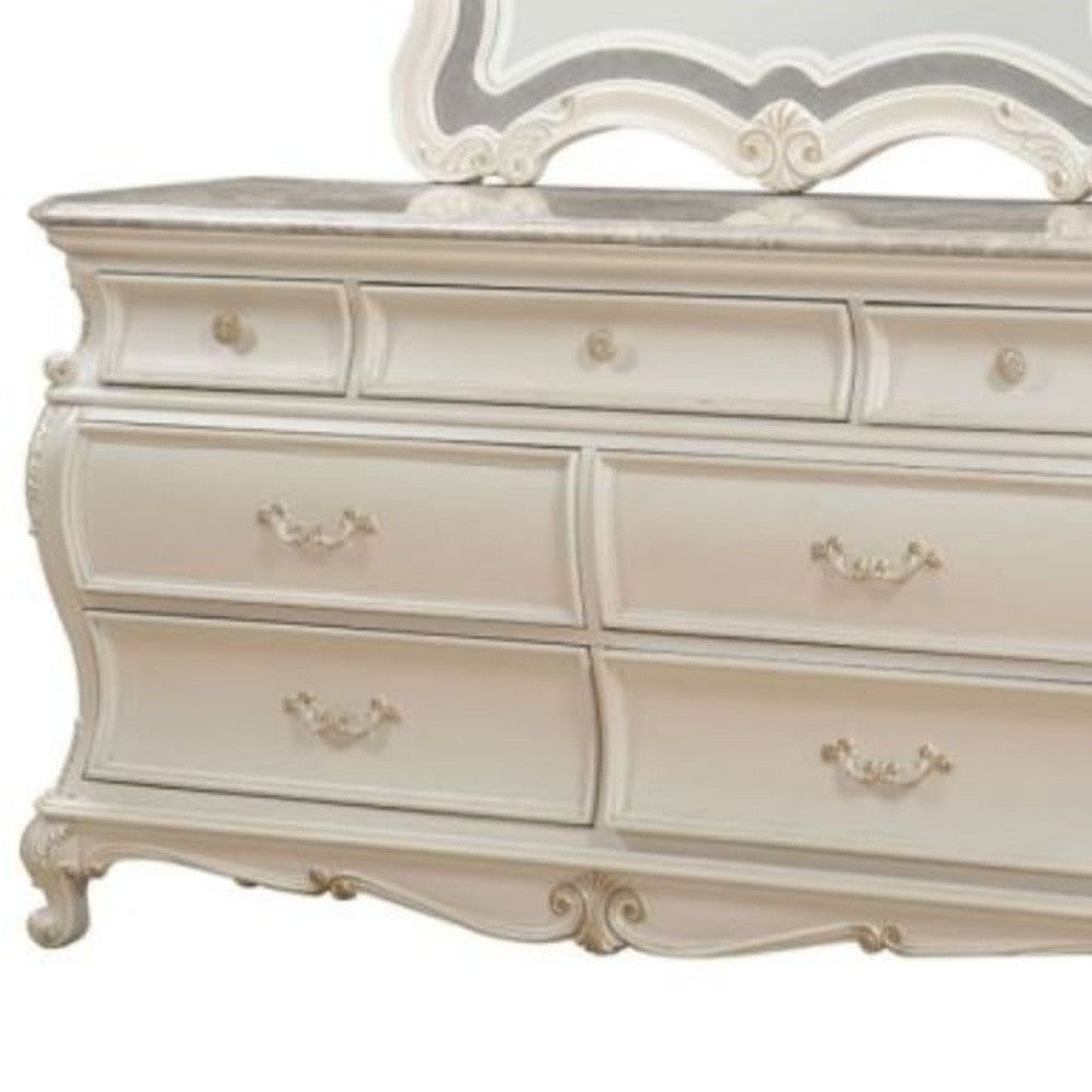 66" Pearl Solid and Manufactured Wood Seven Drawer Triple Dresser