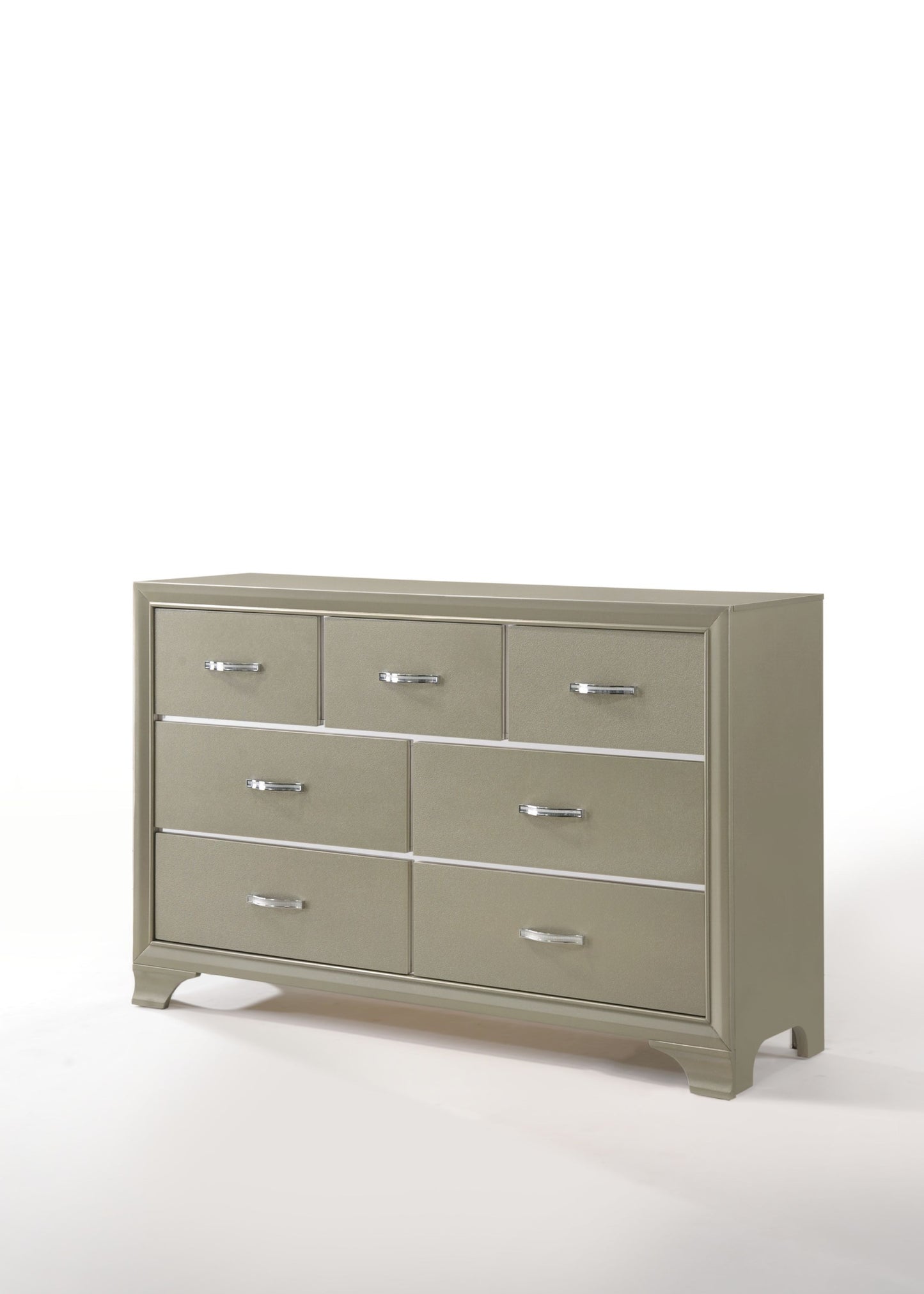 58" Champagne Solid and Manufactured Wood Seven Drawer Triple Dresser