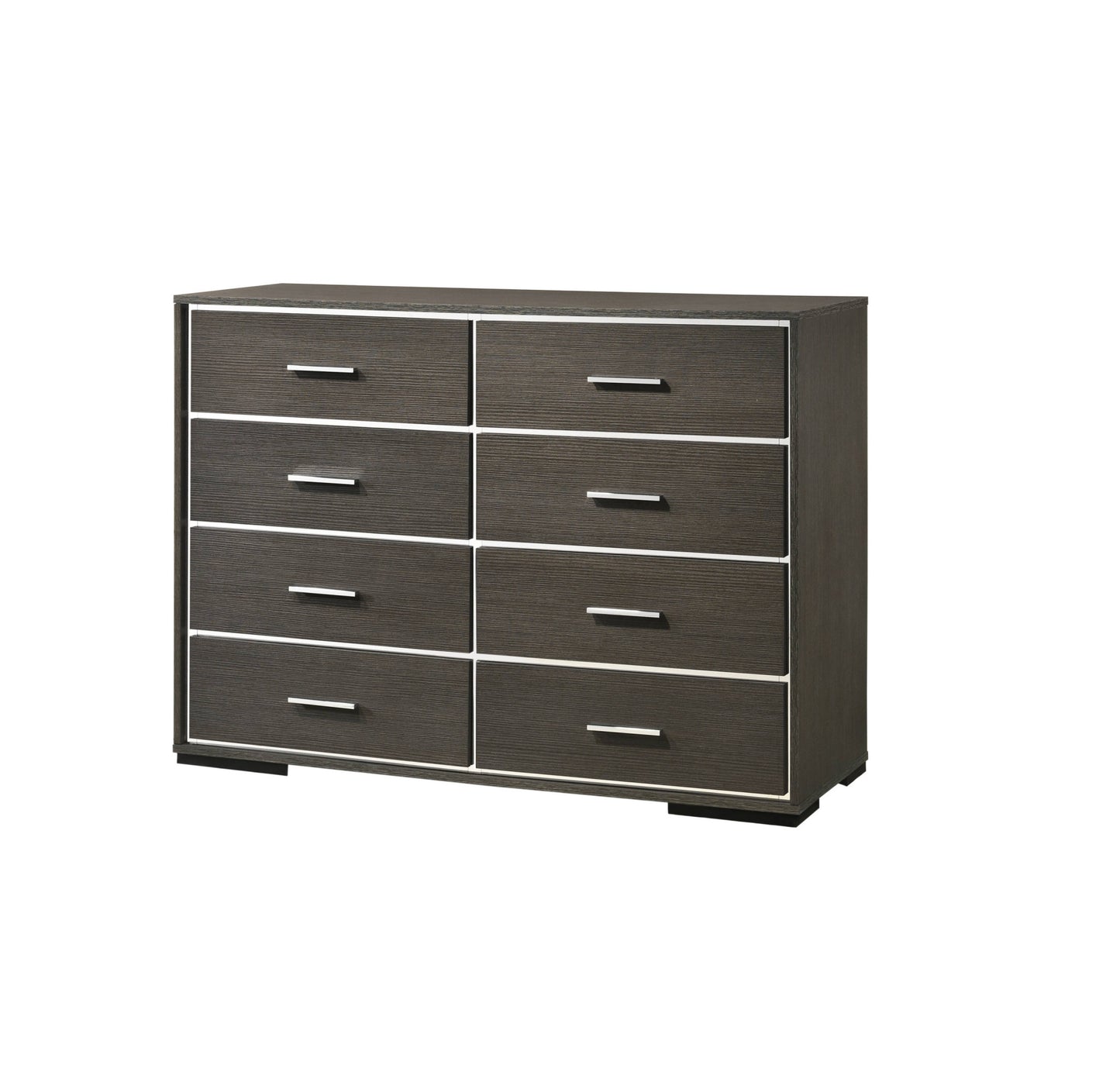 57" Gray Solid and Manufactured Wood Eight Drawer Double Dresser