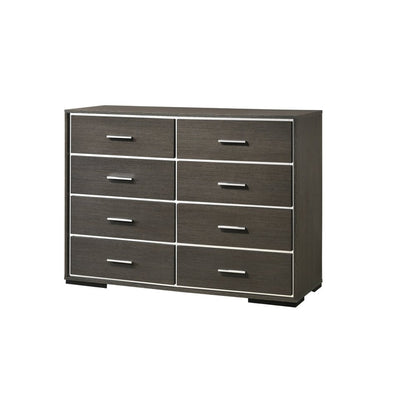 57" Gray Wood Eight Drawer Double Dresser