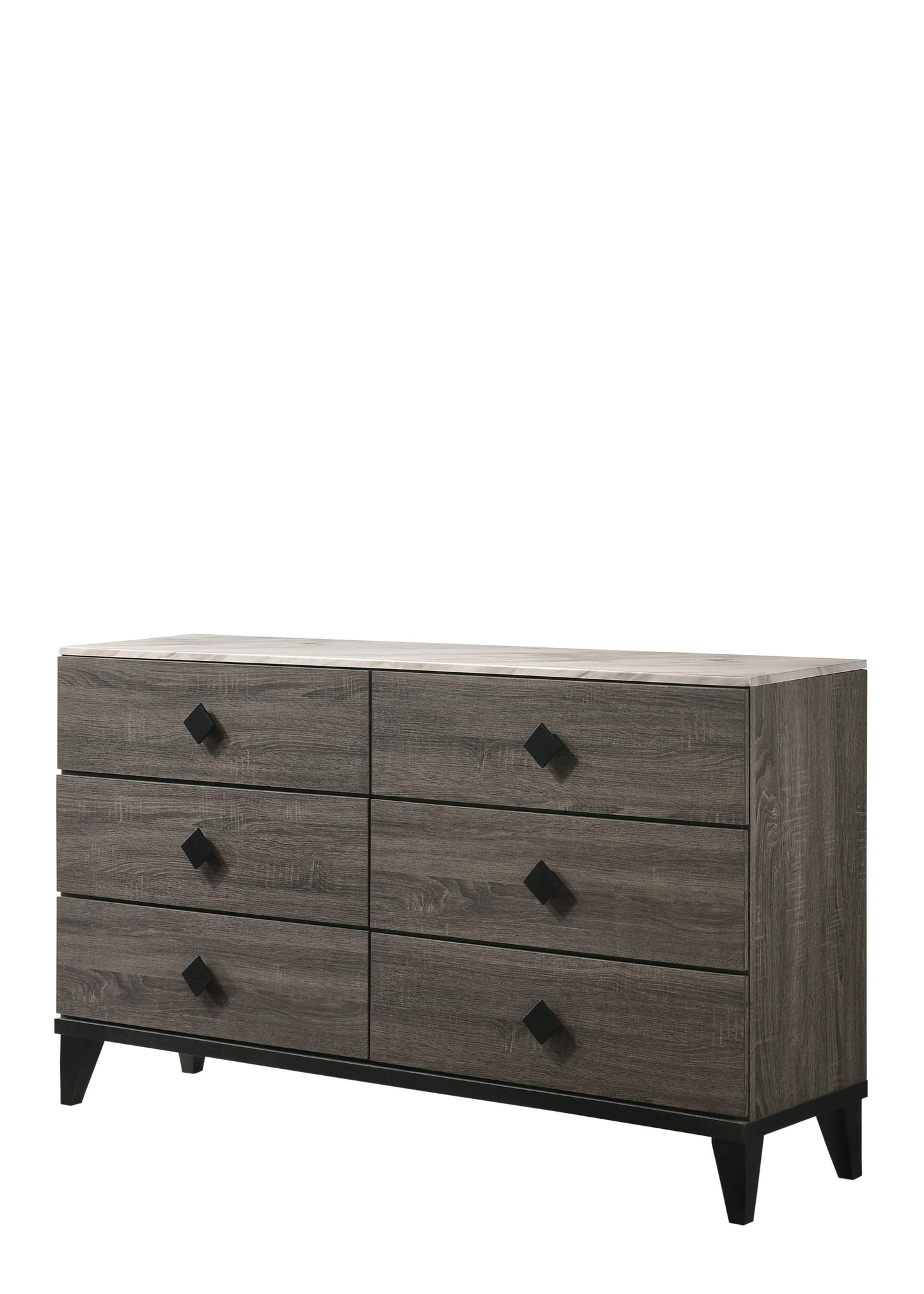 61" Gray Solid and Manufactured Wood Six Drawer Double Dresser