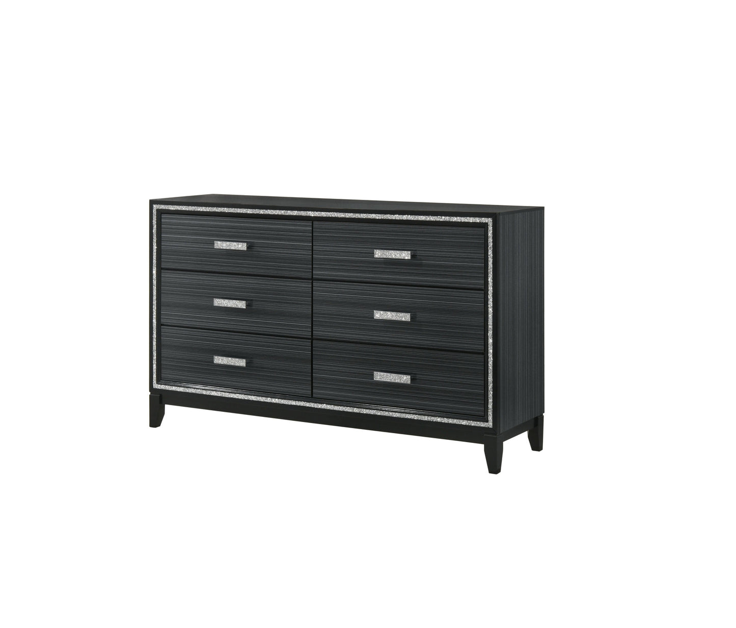 63" Black Solid and Manufactured Wood Six Drawer Double Dresser