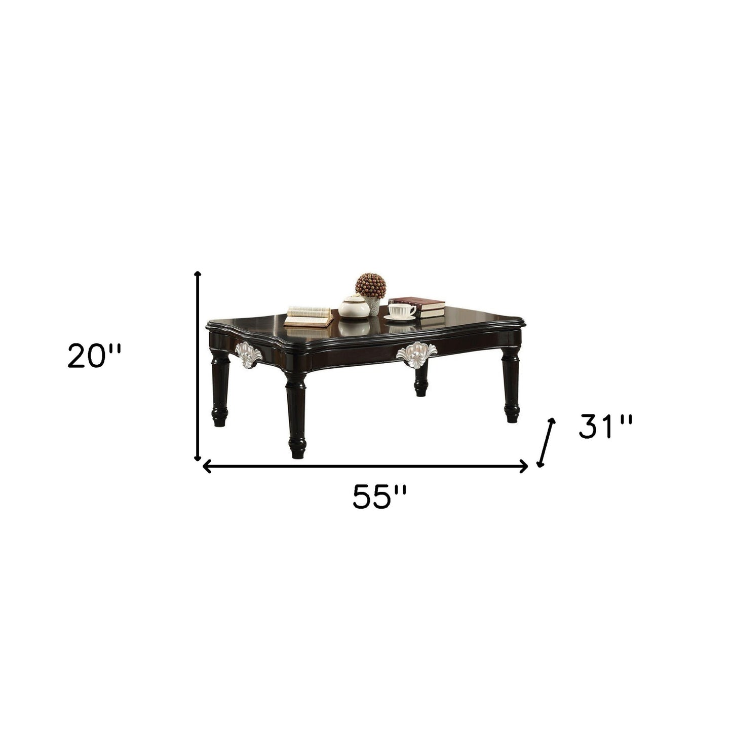 55" Black Rectangular Coffee Table