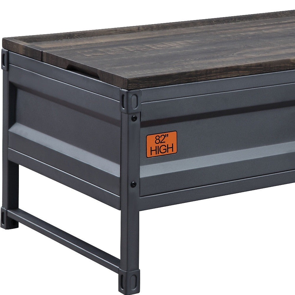 50" Gunmetal And Weathered Oak Rectangular Lift Top Coffee Table