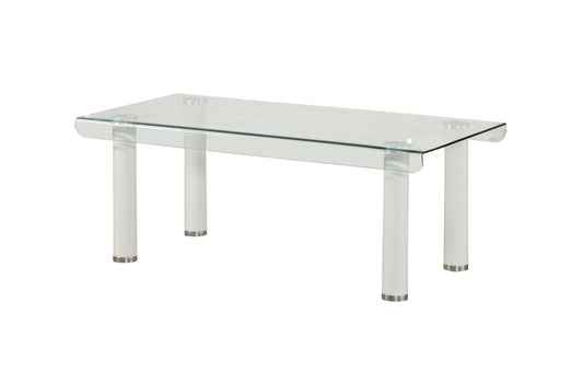 47" Clear And White Glass Rectangular Coffee Table