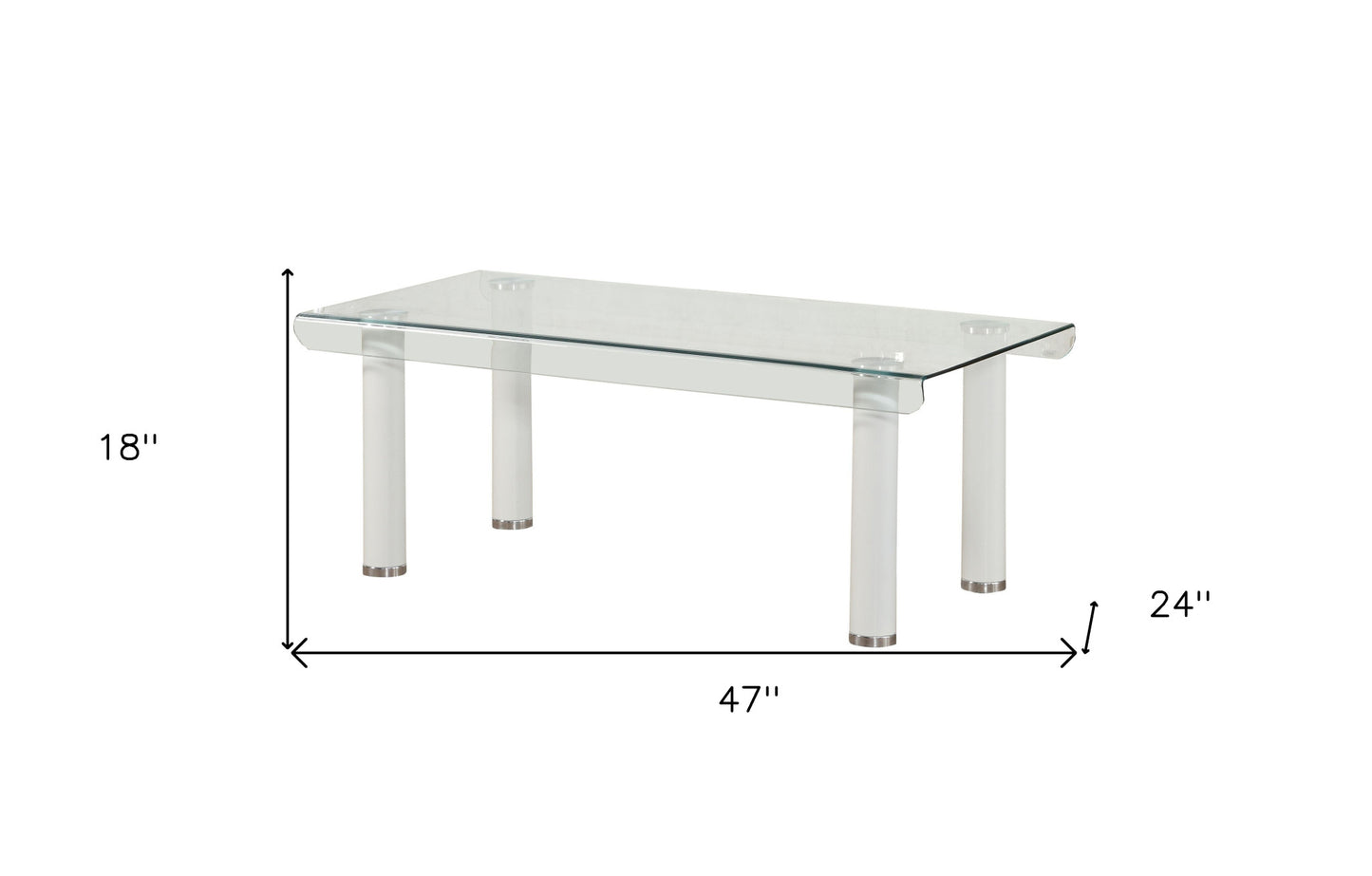 47" Clear And White Glass Rectangular Coffee Table