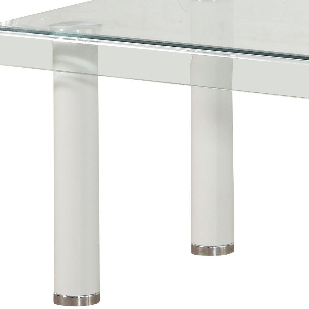 47" Clear And White Glass Rectangular Coffee Table