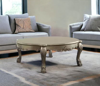 54" Gold and Bone Wood Coffee Table