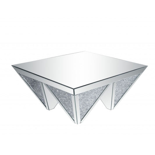 37" Silver Glass Square Mirrored Coffee Table