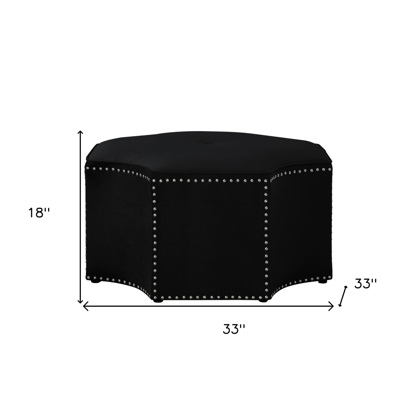 33" Black Velvet Specialty Cocktail Ottoman