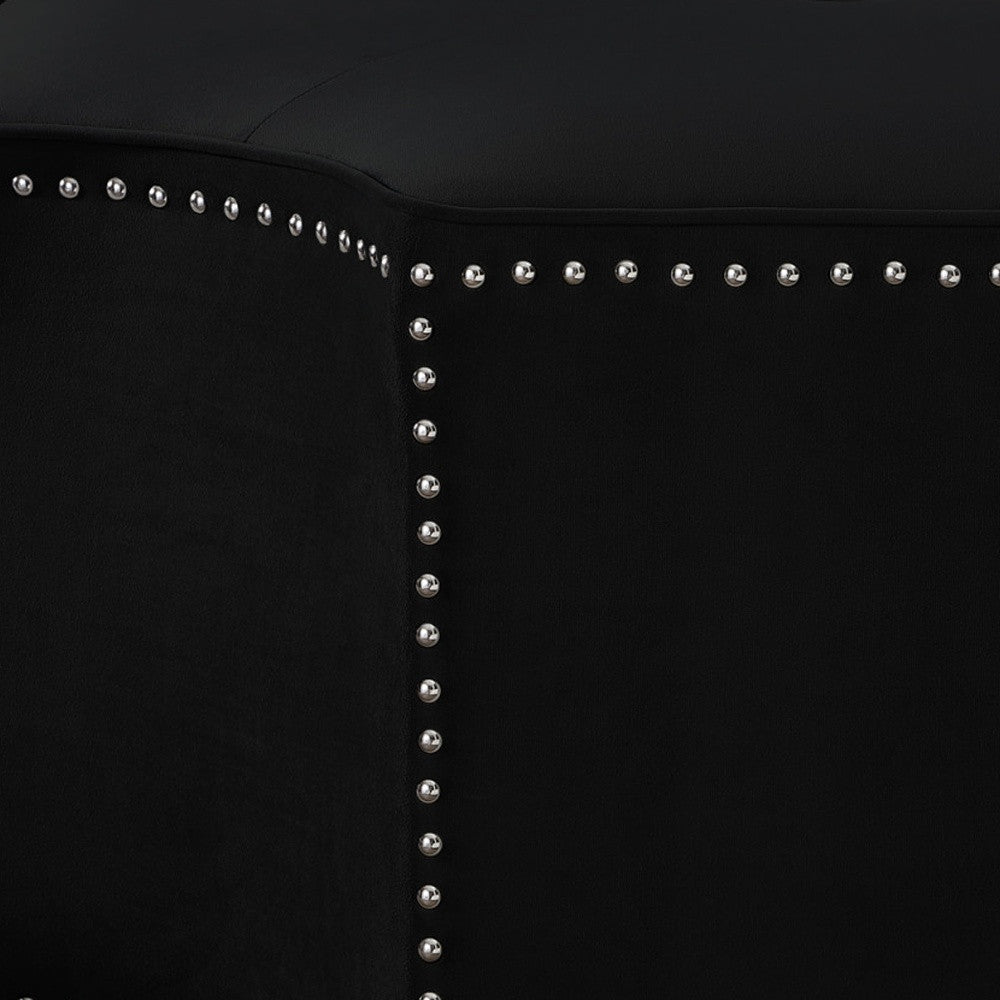 33" Black Velvet Specialty Cocktail Ottoman