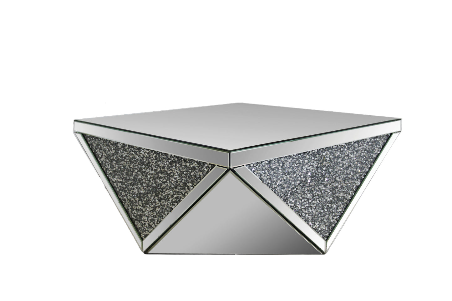 38" Silver Glass Square Mirrored Coffee Table