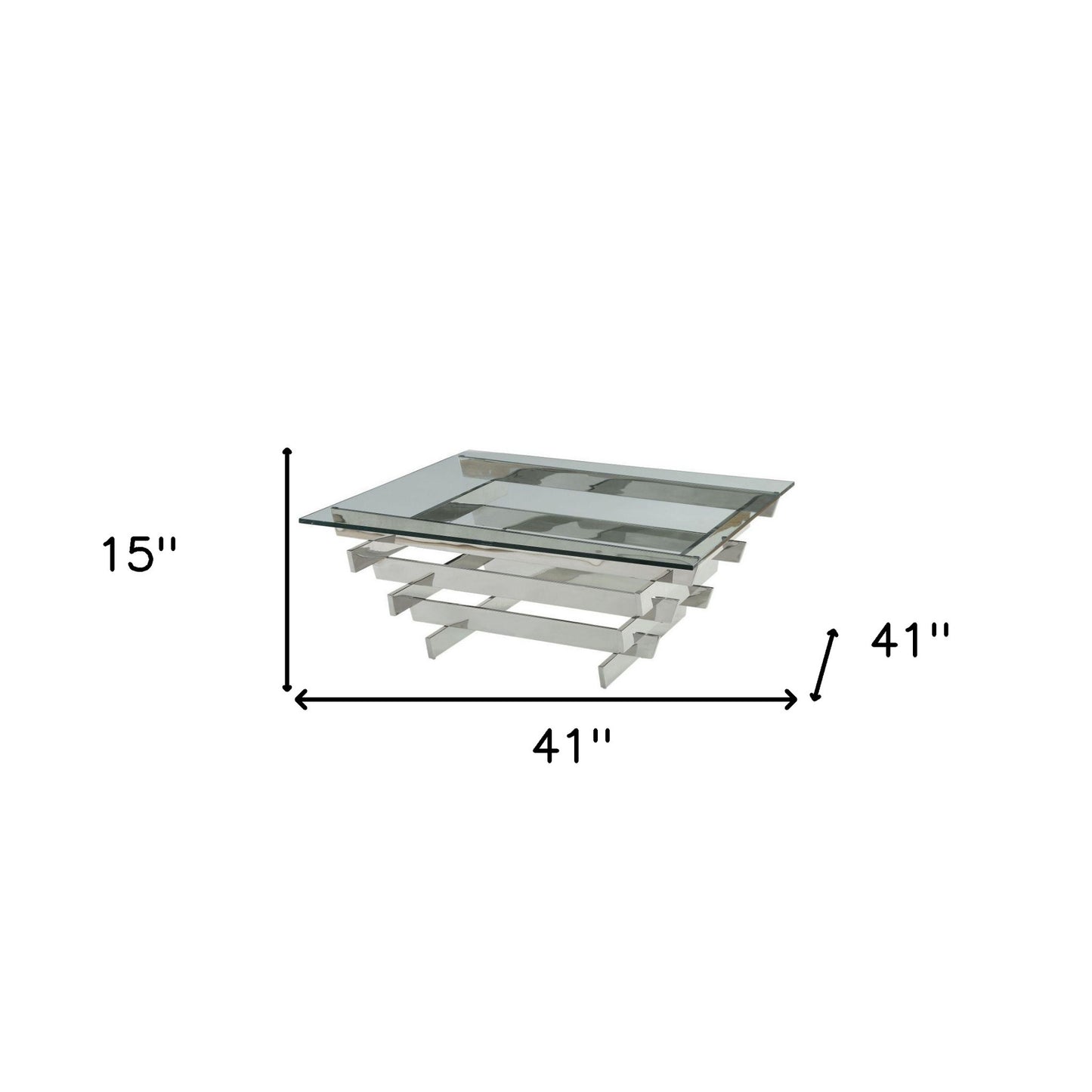 41" Chrome And Clear Glass Square Coffee Table